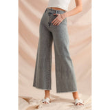 So Me - WASHED STRIPE DENIM FRAYED HEM PANTS