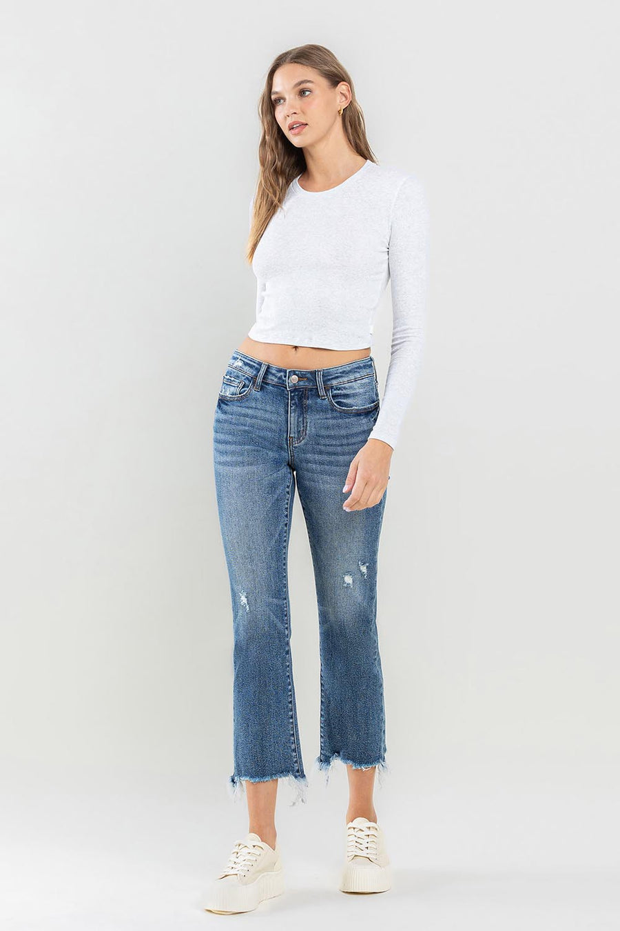 Lovervet Mid Rise Frayed Hem Jeans (online only)