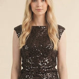 Mustard Seed - All-Over Paillette Embroidered Knit Top