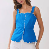 TCEC -Scallop Trim Square Neckline Sleeveless Top