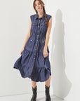 PLUS SLEEVELESS BUTTON DOWN COLLARED DENIM DRESS, Jade by Jane