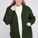 Waffle Open Cardigan Sweater, Various Colors, Zenana (Plus size only)