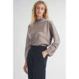 FUN2FUN - SATIN MOCK NECK BLOUSE