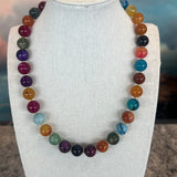 Zhanna Jewelry, Multicolor Agate with 18K gold Necklace
