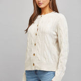 FATE - CABLE KNIT BUTTON CLOSURE CARDIGAN