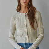 By Together Knit Cable Sweater Cotton Button Down Cardigan Top