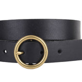 Most Wanted USA - Brass-Toned Circle Buckle Leather Belt