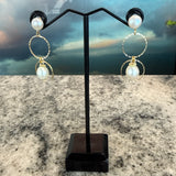 Pearl and Circle Drop Earrings, Zhanna Jewelry