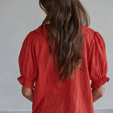PREORDER By Together - Woven Cotton Buttondown V-Neck Top (ships approx. 2/10/26)