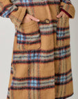 Mystree Fuzzy Plaid Long Coat