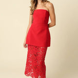 Olivaceous - Jaya Strapless Lace Combo Midi Dress