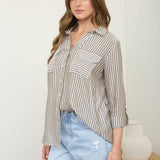 Blu Pepper - STRIPE COLLARED BUTTON DOWN LIGHTWEIGHT SHIRT