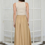 Moon River - STRIPE TANK SLEEVELESS MIXED MEDIA MIDI DRESS