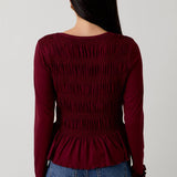 Sunday Edition by LE LIS -Round Neck Long Sleeve Smoked Top