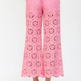 FATE - FLORAL EYELET LACE WIDE LEG CROPPED PANTS