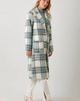 Mystree Fuzzy Plaid Long Coat