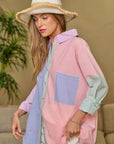 OVERSIZED MULTI COLOR STRIPE BUTTON DOWN, Davi & Dani