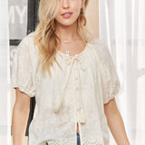 ADORA LA - SHORT SLEEVE TOP WITH SCALLOPED TRIM