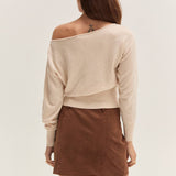 Crescent - Cassie Cinched Waist Boatneck Sweater Top