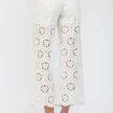 FATE - FLORAL EYELET LACE WIDE LEG CROPPED PANTS