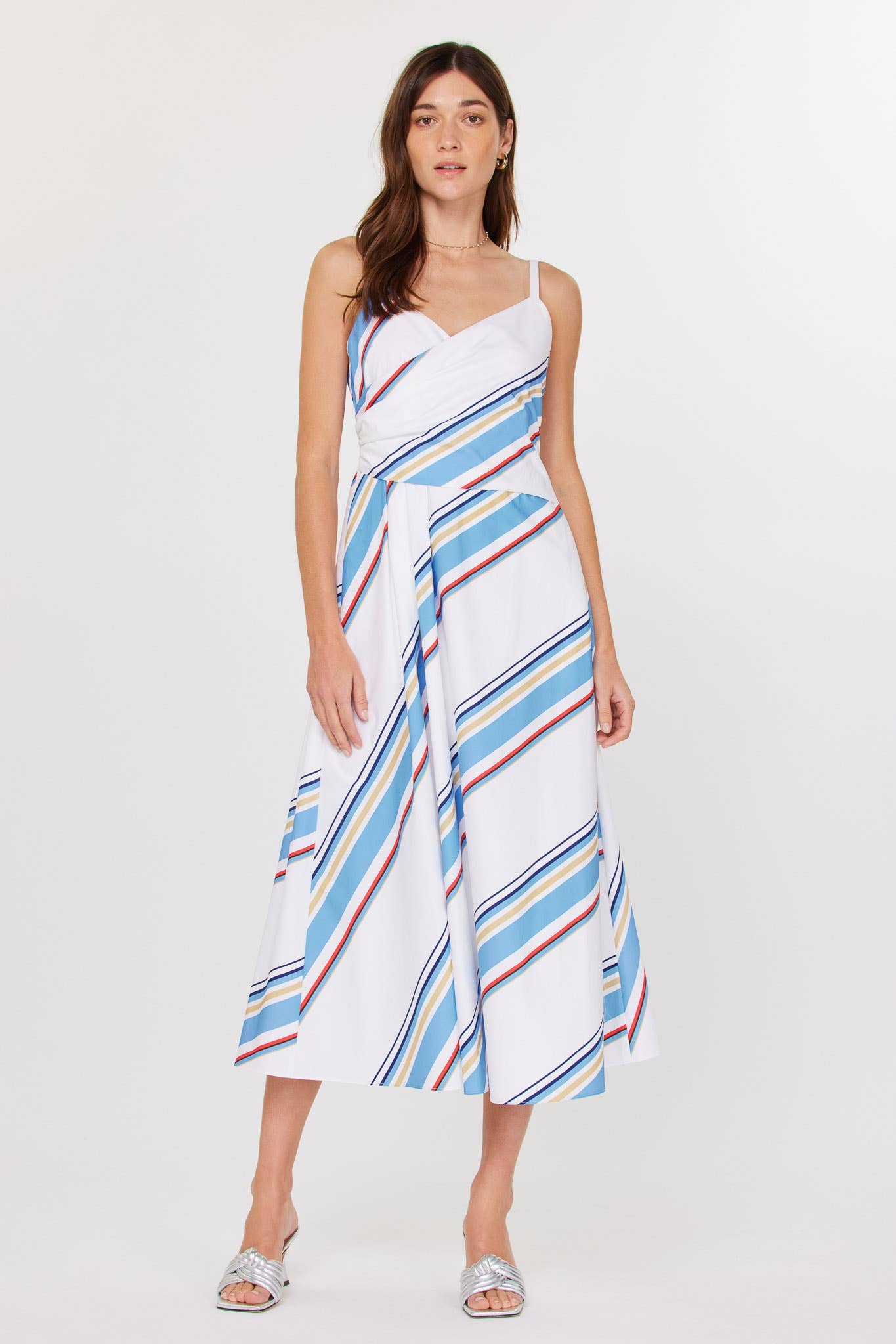 Current Air - Multi Stripe Wrap Detail Midi Dress