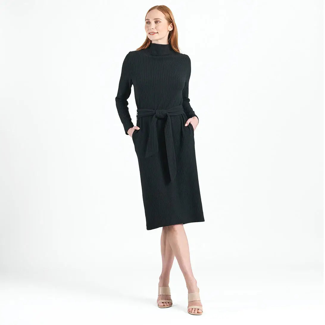 Womens Black Midi Sweater Dress Medium Womens Black Midi Sweater Dress Medium