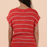 VERY J -Striped Knit Sweater Vest Top