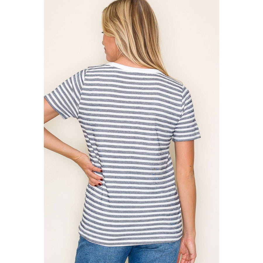 STACCATO - ROUND NECK EVERYDAY STRIPE TOP