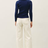 Be Cool - RUFFLED V-NECK DETAIL RIBBED CARDIGAN