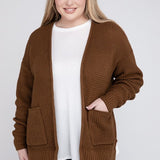 Waffle Open Cardigan Sweater, Various Colors, Zenana (Plus size only)