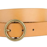 Most Wanted USA - Brass-Toned Circle Buckle Leather Belt