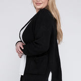 Waffle Open Cardigan Sweater, Various Colors, Zenana (Plus size only)