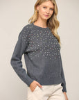 FATE - PEARL TRIM ROUND NECK SWEATER