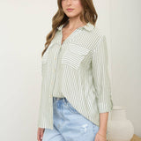 Blu Pepper - STRIPE COLLARED BUTTON DOWN LIGHTWEIGHT SHIRT