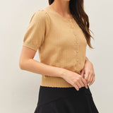 Be Cool - POINTELLE SHORT SLEEVE CARDIGAN