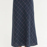 Crescent - Sandra Plaid Flowy Midi Skirt