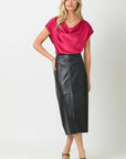 Mystree  Leather Midi Skirt