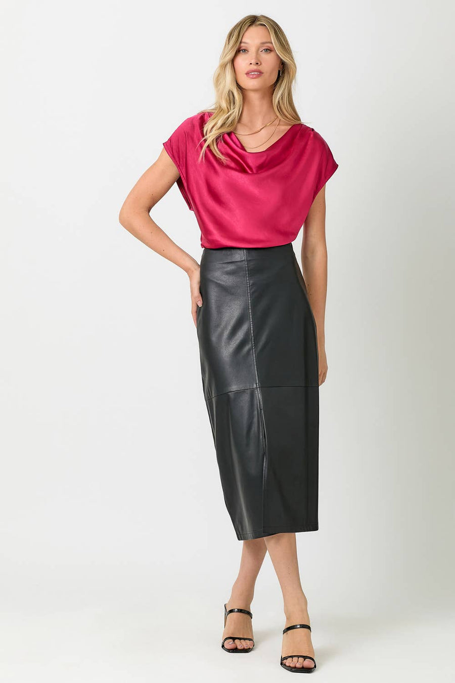 Mystree  Leather Midi Skirt