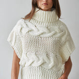 By Together - Knit Sweater Cable Knit Turtle Neck Sleeveless Top