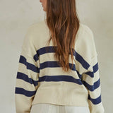 By Together Knit Sweater Striped Button Down Cardigan