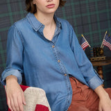 Blu Pepper - CHAMBRAY COLLARED 3/4 TAB SLEEVE BUTTON DOWN SHIRT