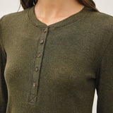 Be Cool - Modal Classic Ribbed Longsleeve Henley Basic Top