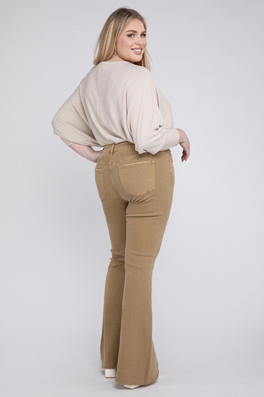 Plus Size High Rise Super Flare Jeans, Vervet by Flying Monkey