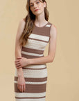 Moon River - STRIPE SLEEVELESS CROCHET KNIT MIDI DRESS