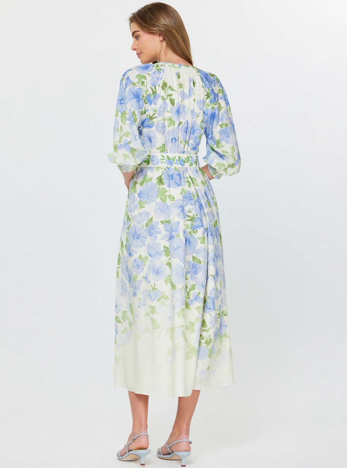 Current Air - Floral Printed Belted Midi Dress