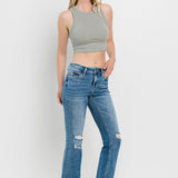 Vervet by Flying Monkey Mid Rise Distressed Cropped Flare Jeans (online only)