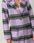 Mystree Fuzzy Plaid Long Coat