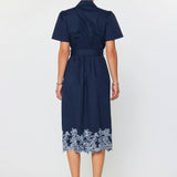 Current Air - Embroidered Button Down Midi Dress