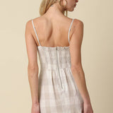 Olivaceous - Lisa Gingham Button Front Mini Linen Dress