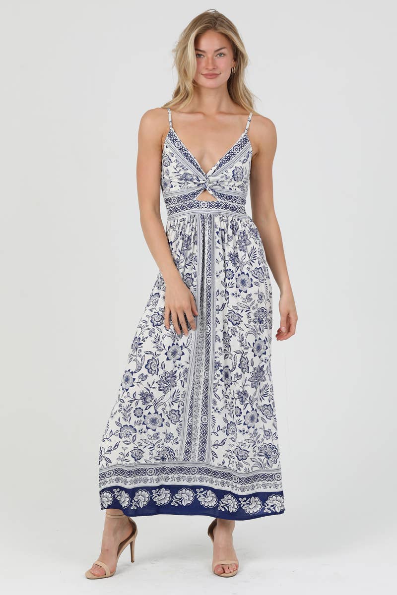 ANGIE - PRINTED MAXI  DRESS WITH CUTOUT